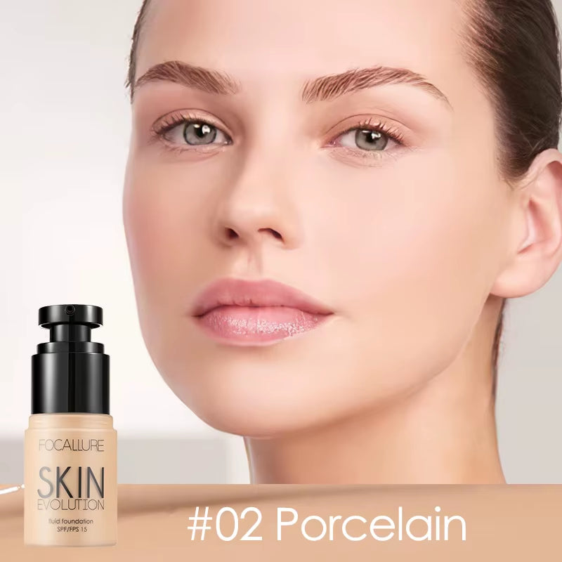 FOCALLURE Liquid Foundation – Lightweight, Waterproof, Moisturizing Concealer Cream for Flawless, Radiant Skin