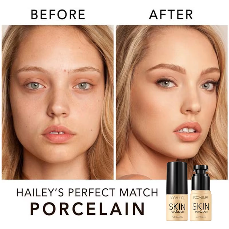 FOCALLURE Liquid Foundation – Lightweight, Waterproof, Moisturizing Concealer Cream for Flawless, Radiant Skin