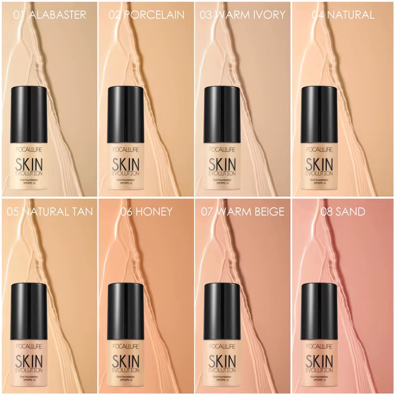 FOCALLURE Liquid Foundation – Lightweight, Waterproof, Moisturizing Concealer Cream for Flawless, Radiant Skin