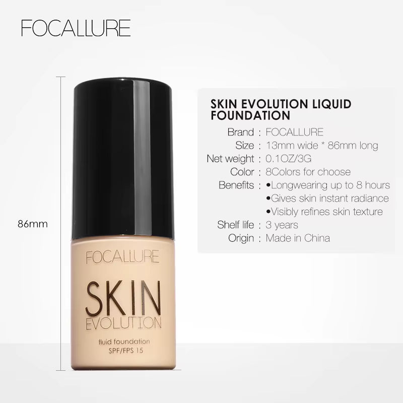 FOCALLURE Liquid Foundation – Lightweight, Waterproof, Moisturizing Concealer Cream for Flawless, Radiant Skin