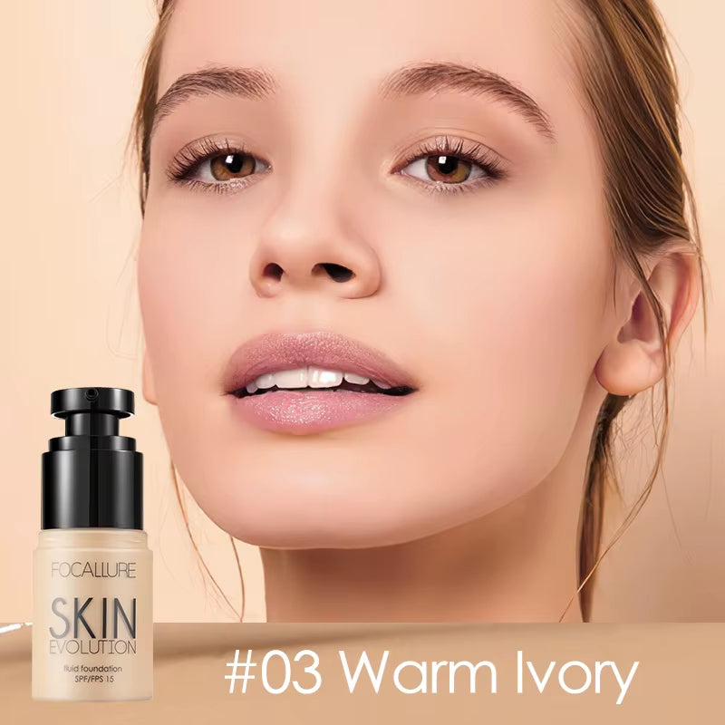 FOCALLURE Liquid Foundation – Lightweight, Waterproof, Moisturizing Concealer Cream for Flawless, Radiant Skin